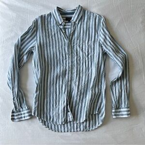 Club Monaco Linen Striped Button Down, Mens XS